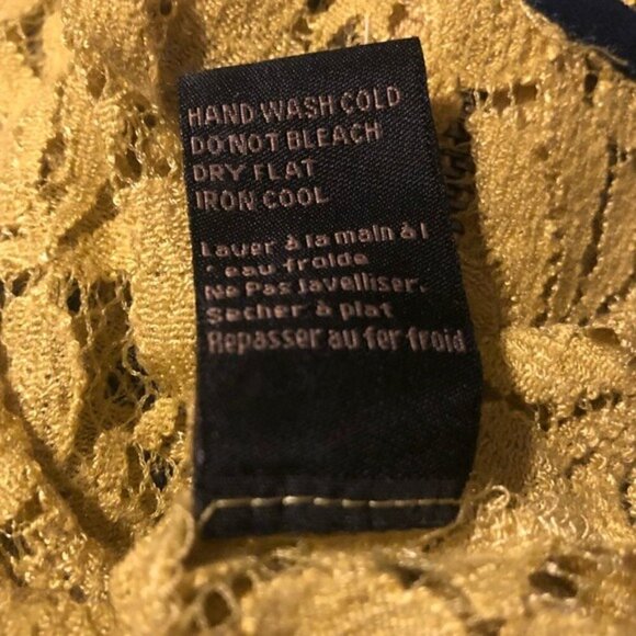 Lucca Couture Top XS Floral Lace Sheer Yellow Ochre - Picture 7 of 10